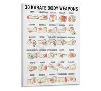 XGINERFEX Dojo Wall-Art 30 Karate Body Weapons Chart Educational Poster Canvas Print for Martial Arts Gym Karate Gift(Framed,08x12inch(20x30cm))