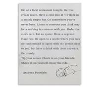 XGINERFEX Eat at a Local Restaurant Tonight Quote Poster Canvas Vintage Anthony Bourdain Inspirational Wall-Art for Bedroom Living Room Decor(Framed,08x12inch(20x30cm))