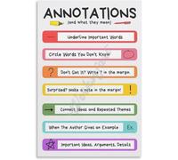 XGINERFEX Educational Annotation Poster - Close Reading Symbols and Text Marking Key for Classroom Wall Decor(Framed,12x18inch(30x45cm))