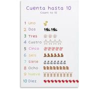 XGINERFEX Educational Numbers 1 to 10 Bilingual Poster Counting Learning Chart Classroom Decor Wall-Art for Infant Toddler Room