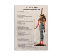 XGINERFEX Egyptian Mythology Poster: 42 Laws of Maat - Ancient Kemetic Principles Canvas Wall-Art for Home and Office Decor(Framed,12x18inch(30x45cm))