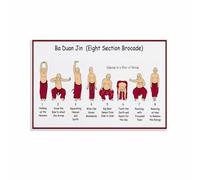 XGINERFEX Eight Section Brocade Qi Gong Poster, Ba Duan Jin Practice Sequence Wall Chart, Chinese Kung Fu Art Canvas Painting for Martial Arts School(Framed,16x24inch(40x60cm))