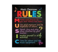 XGINERFEX Elementary Music Classroom Rules Poster Behavior Expectations Chart Educational Wall Decor for Teachers and Classroom Management(Framed,08x12inch(20x30cm))