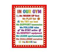 XGINERFEX Elementary PE Teacher Resources Gym Rules Poster Colorful Classroom Decor for Back to School(Framed,16x24inch(40x60cm))