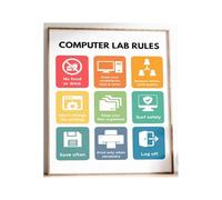 XGINERFEX Elementary School Poster Digital Citizenship and Computer Rules Educational Classroom Wall-Art Teacher Resource(Framed,08X12inch(20X30cm))