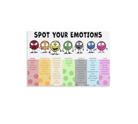 XGINERFEX Emotions Chart for, Feelings Poster with Faces, Social Emotional Learning (SEL) Tool, Calm Down Corner Poster for Classroom, Office Decor(Framed,08x12inch(20x30cm))