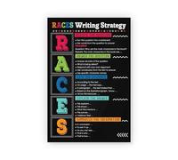 XGINERFEX English Classroom Posters, RACES Writing Strategy Anchor Chart for Young Writers, Writing Process Poster for Restating Citing Evidence(Framed,16x24inch(40x60cm))