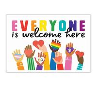 XGINERFEX Everyone is Welcome Here Poster, Inclusion Equality Diversity Wall Art, Inspirational Classroom Decor for School, Office, Home(Unframed,08x12inch(20x30cm))