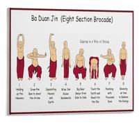 XGINERFEX Exercise Chart Poster Eight Pieces of Brocade Canvas Artwork for Tai Chi School or Clinic(Unframed,12x18inch(30x45cm))