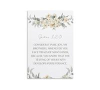 XGINERFEX Floral Christian Bible Verse Poster James Chapter 1 2 3 Consider It Pure Joy Wall-Art Canvas Print for Nursery Prayer Room Inspirational Decor(Unframed,16X24inch(40X60cm))