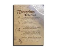 XGINERFEX Footprints in The Sand Christian Poem Canvas Painting Inspirational Modern Wall-Art for Bedroom Home Office Gift(Framed,08x12inch(20x30cm))