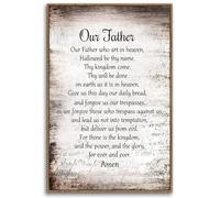 XGINERFEX Framed Our Father Prayer Print, The Lord's Prayer Canvas Wall-Art, Inspirational Scripture Decor for Bedroom and Office(Framed,12x18inch(30x45cm))