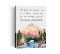 XGINERFEX Framed Scripture Art, 2 Timothy 1:7 Bible Verse Power Love Sound Mind, Modern Christian Watercolor Print for Bedroom, Office, Prayer Corner Decor(Unframed,16x24inch(40x60cm))