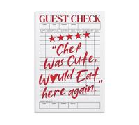 XGINERFEX Funny Check Wall-Art Chef Was Cute Would Eat Here Again Canvas Print for Kitchen Bar Cart Decor Preppy Aesthetic Room Sign(Framed,12X18inch(30X45cm))