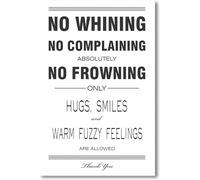 XGINERFEX Funny Office Rules Poster - No Whining, No Complaining, Encouraging Wall Sign for Break Room or Classroom(Framed,08x12inch(20x30cm))