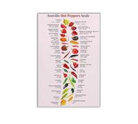 XGINERFEX Ghost Pepper to Jalapeño Chart - Scoville Scale Heat Level Poster, Kitchen Wall-Art & Gift for Sauce Enthusiasts, BBQ, Home Chefs(Framed,16x24inch(40x60cm))