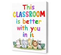 XGINERFEX Gift for Teacher - Jungle Theme Motivational Classroom Poster - Uplifting “Better With You” Quote with Cute Animals - for Back to School Decor(Framed,08x12inch(20x30cm))
