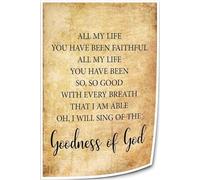 XGINERFEX Gods Faithfulness Declaration Poster Goodness of God Lyrics Canvas Wall-Art for Bedroom Declarations Christian Encouragement Gift(Unframed,08x12inch(20x30cm))