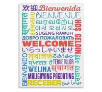 XGINERFEX Hello Around The World Sign Multilingual Welcome Print For Language Classroom Living Room Bedroom Wall Hanging