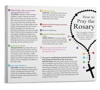 XGINERFEX How to Pray the Rosary Poster Framed Canvas Art Catholic Prayer Step by Step Guide for Home Altar Decor(Framed,12x18inch(30x45cm))