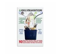 XGINERFEX How to Recycle Single Stream Poster, Easy Guide to Sorting Trash for the Bin Kitchen or Mudroom Decor(Framed,08x12inch(20x30cm))