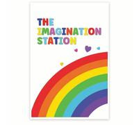 XGINERFEX Imagination Station Poster Imaginative Play Wall-Art for Playroom Nursery Toddler Preschool Learning Adventure(Framed,12x18inch(30x45cm))