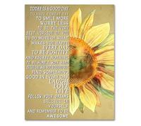 XGINERFEX Inspirational Sunflower Wall-Art Today Is A Day To Have A Great Day Affirmations Poster for Girls Room(Framed,16x24inch(40x60cm))
