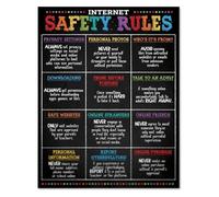 XGINERFEX Internet Rules Poster for Students Cybersecurity Digital Citizenship Guide Educational Classroom Decor Computer Sign(Framed,12x18inch(30x45cm))