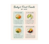 XGINERFEX Introducing Solid Foods Poster Babys First Foods Guide with Milestone Chart Canvas Wall-Art Educational Nursery Decor Parenting Resource(Unframed,08x12inch(20x30cm))