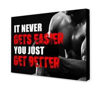 XGINERFEX It Never Gets Easier You Just Get Better Canvas Print - Motivational Wall-Art for Home Gym and Fitness Room Decor(Framed,16x24inch(40x60cm))