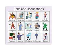 XGINERFEX Jobs And Occupations Poster Educational Visual Guide for Language Learning Vocabulary Building Canvas Art Print for Living Room Bedroom Decor(Unframed,08x12inch(20x30cm))