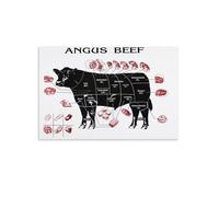 XGINERFEX Kitchen Meat Guide Poster Beef Cuts Chart Butcher Reference Canvas Wall-Art for Home Chef Decor(Unframed,08x12inch(20x30cm))