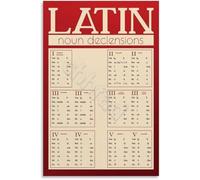 XGINERFEX Latin Noun Declensions Chart Poster Grammar Reference for Classical Studies Wall-Art Decor(Unframed,12x18inch(30x45cm))