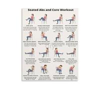 XGINERFEX Low Impact Workout Poster Seated Chair Exercises for Abs and Core Strength Fitness Guide Canvas Wall-Art for Office Home Senior(Framed,08x12inch(20x30cm))