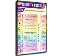 XGINERFEX Math Divisibility Rules Teaching Aid Educational Poster for Classroom Decor Art(Framed,16x24inch(40x60cm))