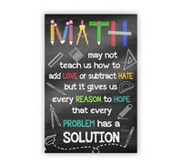 XGINERFEX Math Motivational Poster - “There's Always a Solution” Growth Mindset Wall-Art, Inspirational Decor for Math Classroom, Teacher Office or Study Room(Framed,12x18inch(30x45cm))