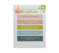 XGINERFEX Mindful Living Art Print The Five Precepts Buddhist Philosophy Quote Canvas Wall-Art for Home Office Decor(Unframed,16x24inch(40x60cm))