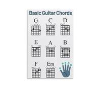 XGINERFEX Modern Music Wall-Art, Guitar Chord Chart & Year Theme Print, Minimalist Beginners Decor for Bedroom Living Room, Unframed Poster(Framed,08x12inch(20x30cm))