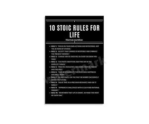XGINERFEX Modern Stoicism Rules Poster, Based on Marcus Aurelius, Canvas Wall-Art Chart for High Performance, Office, School(Unframed,16x24inch(40x60cm))