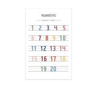 XGINERFEX Montessori Inspired Poster Boho Style Numbers Chart 1-20 for Early Learning Playroom Decor Room Wall-Art Canvas(Framed,08X12inch(20X30cm))