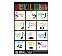 XGINERFEX Music Theory Posters Set - Colorful Educational Wall-Art with Essential Terms for Classroom, Choir Room Bulletin Board, Conductor Gift(Framed,08x12inch(20x30cm))