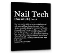 XGINERFEX Nail Technician Quote Wall-Art Modern Minimalist Nail Tech Definition Print Canvas Painting for Home Office Salon Living Room Decor(Framed,08x12inch(20x30cm))