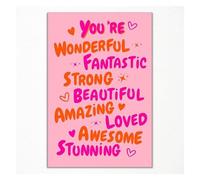 XGINERFEX Preppy Trendy Poster You Are Amazing Awesome Wall-Art 70s Inspired Orange Aesthetic Motivational Gift(Framed,08x12inch(20x30cm))