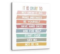 XGINERFEX Print Canvas Painting Artwork It's Okay To Not Be Okay Wall-Art School Counselor Office Decor Inspirational Quote for Classroom Psychologist Office Decor(Framed,12x18inch(30x45cm))