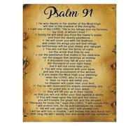 XGINERFEX Psalm 91 Scripture Print, Bible Quote Canvas Wall-Art, Christian Gift for Home, Office Decor, Church & Wedding Present(Framed,12x18inch(30x45cm))