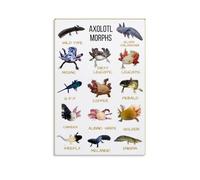 XGINERFEX Rainbow Axolotl Art Print - Colorful Morphs of Mexican Salamander Species, Vibrant Canvas Poster for Modern Home, Office, and Dorm Room Decor(Unframed,08x12inch(20x30cm))