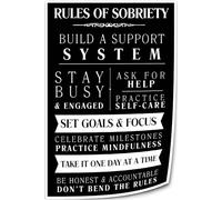 XGINERFEX Recovery Motivational Poster, Sobriety Rules Wall-Art with Elements, Uplifting Quote Print for Bedroom, Living Room and Kitchen Decor(Framed,12x18inch(30x45cm))
