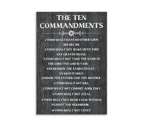 XGINERFEX Religious Wall-Art The Ten Commandments Thou Shalt Have No Other Gods Before Me Biblical Scripture Poster Decor(Framed,12X18inch(30X45cm))