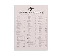 XGINERFEX Retro Europe Airport Code Guide Poster, Aesthetic Printable Wall-Art for Dorm, Kitchen & Studio(Unframed,08x12inch(20x30cm))