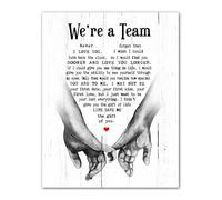 XGINERFEX Romantic Couples Wall Decor - We‘re A Team Wedding Vows Print, Inspirational Marriage Quote Art for Bedroom, Husband Wife, Home Decor(Framed,08x12inch(20x30cm))